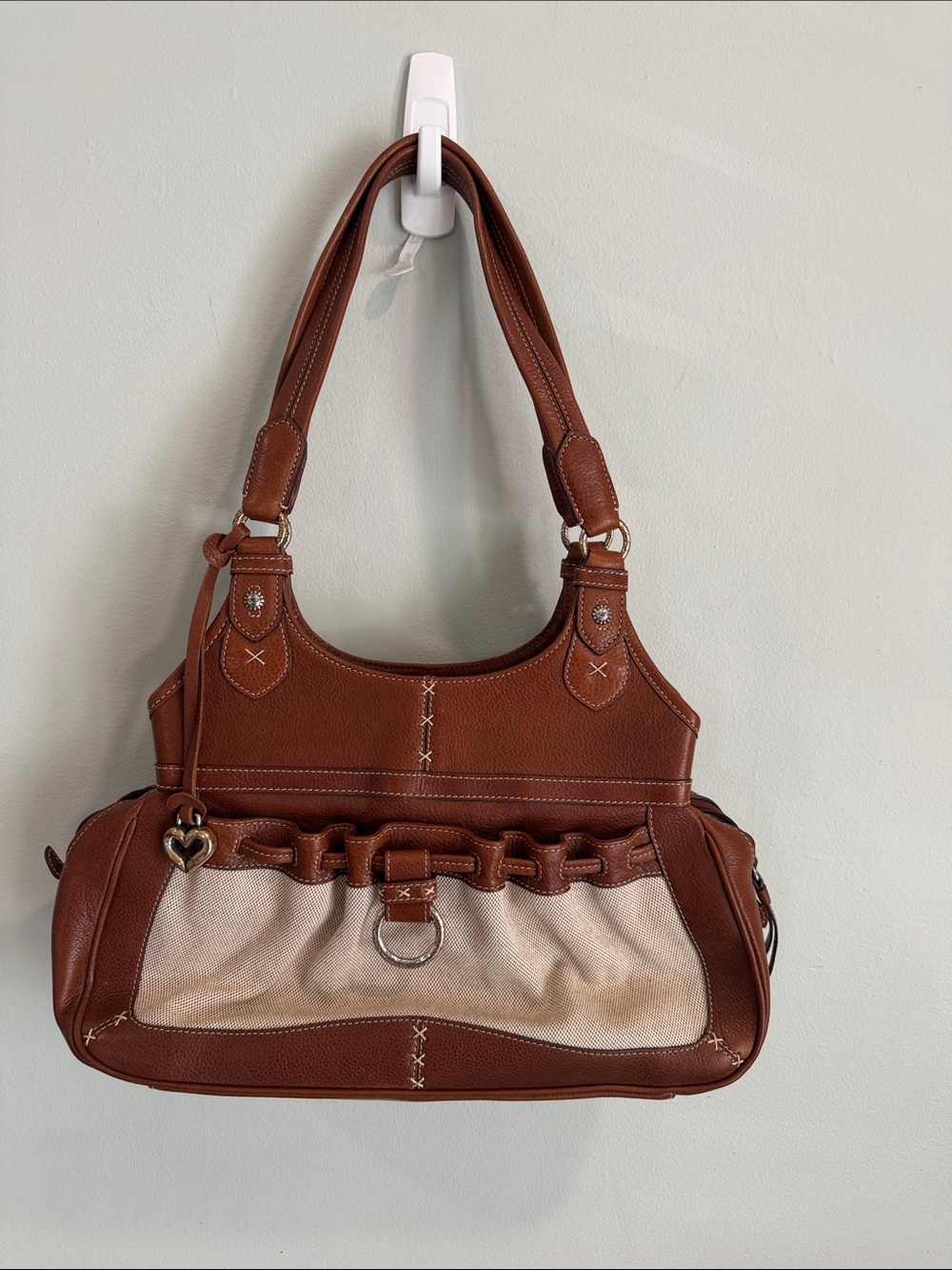 Brighton Brown & Cream Chain-Trim Shoulder Bag